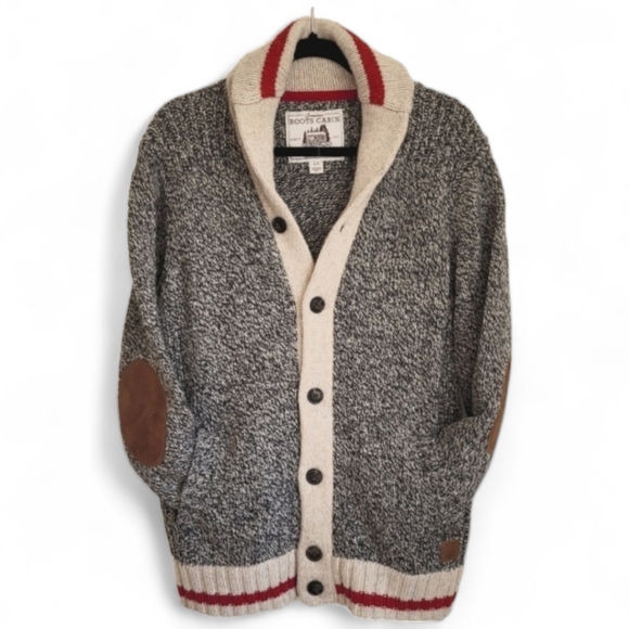 Roots Sweaters Roots Cabin Shawl Cardigan Salt And Pepper Wool Mens
